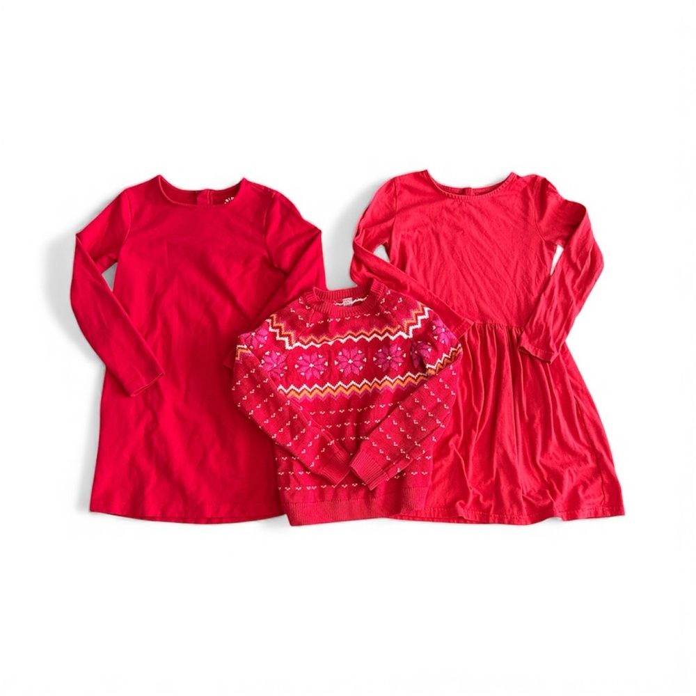 Primary Red Kids Dresses and Sweater Size 8-9